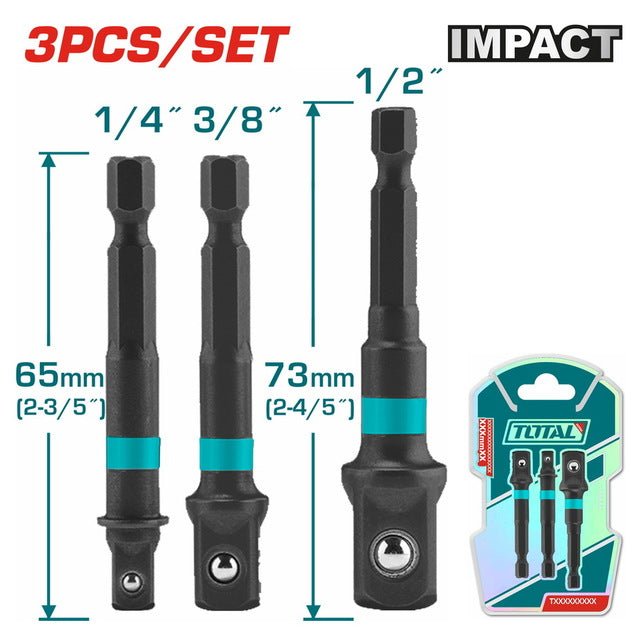 Kit de 3 Embouts 1/4 3/8 1/2 Pouces TOTAL TAC273651 - TOTAL TOOLS TUNISIA Site officiel | Station d'outils