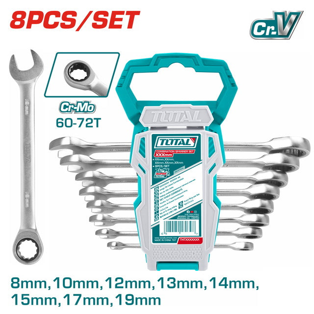 THT102RKO86 Clés À Cliquet Total 8 Pièces Cr Mo Acier - TOTAL TOOLS TUNISIA Site officiel | Station d'outils