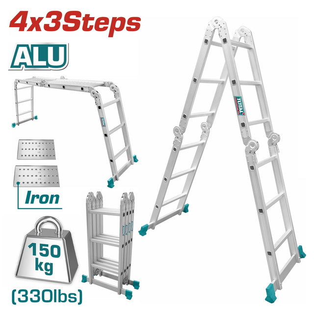 Échelle Aluminium 4x3 Marches 338 cm Polyvalente THLAD04431 - TOTAL TOOLS TUNISIA Site officiel | Station d'outils