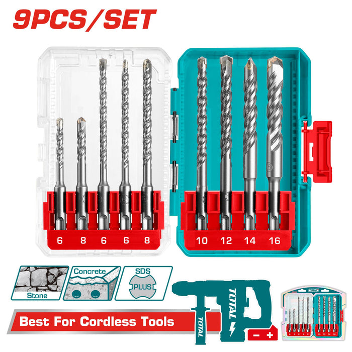 TOTAL TACSDL30906 Ensemble 9 Forets SDS Plus 6 à 16 mm - TOTAL TOOLS TUNISIA Site officiel | Station d'outils