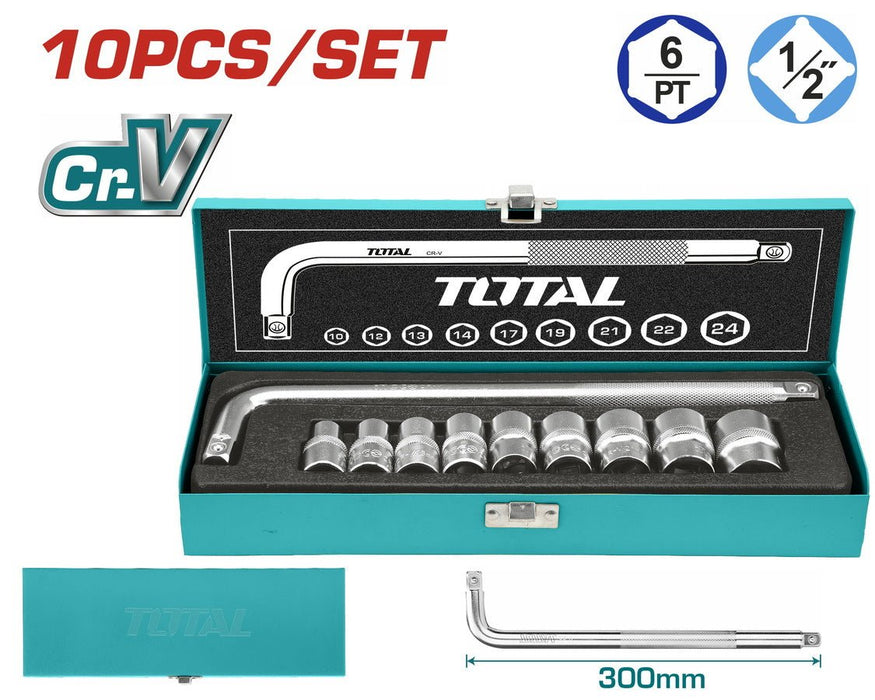 THTL121101 Douilles JX TOTAL 1/2 Pouce Acier Cr - V Haute - TOTAL TOOLS TUNISIA Site officiel | Station d'outils