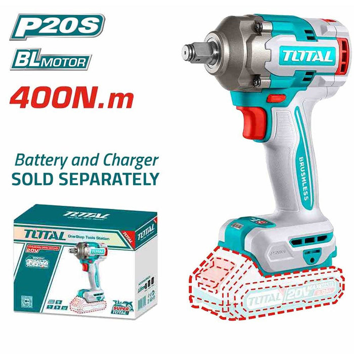 TIWLI20401 Clé À Chocs Sans Fil 20V 400Nm Moteur Brushless - TOTAL TOOLS TUNISIA Site officiel | Station d'outils