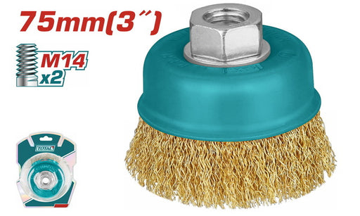 Brosse Coupelle Fils Ondulés 75mm M14 TOTAL TUNISIA TAC31031 - TOTAL TOOLS TUNISIA Site officiel | Station d'outils