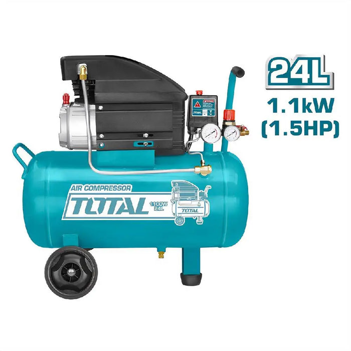 Compresseur 24L Lubrifié Huile 1,5 CV 220V TOTAL Pro