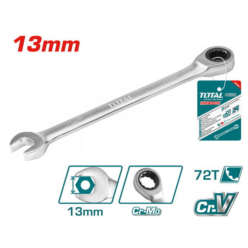 Clé À Cliquet 13 Mm CrV 72 Dents Serrage Total TCSPAR131 - TOTAL TOOLS TUNISIA Site officiel | Station d'outils