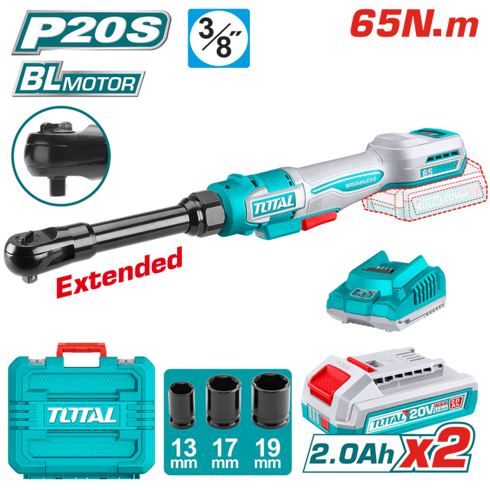 TOTAL Clé À Cliquet Sans Fil P20S 20 V Sans Charbon 65 Nm TDRLI2065292