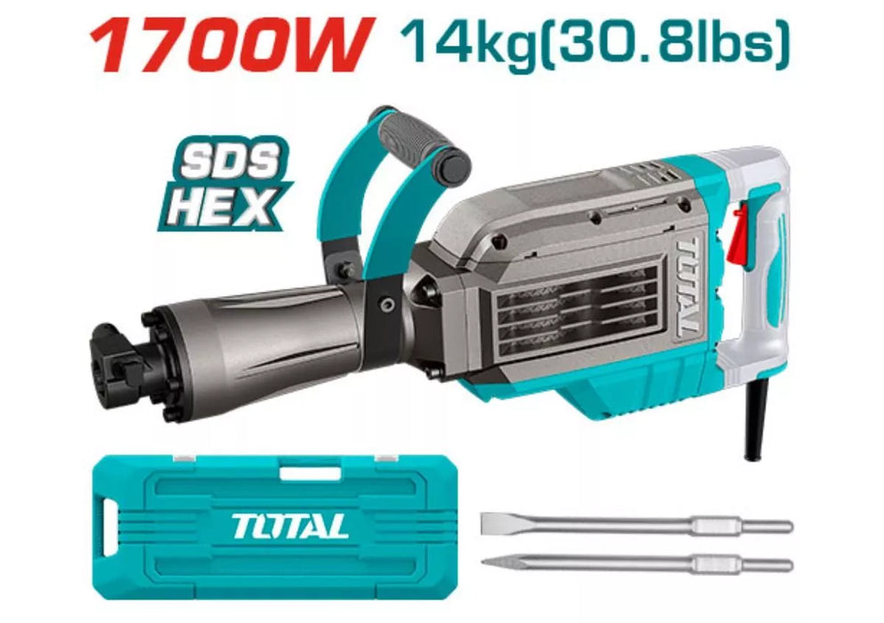 TOTAL Marteau Piqueur 1700 W SDS HEX 14 kg TH217088