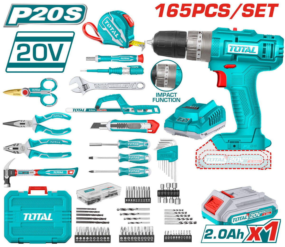 KIT OUTILS 165PCS THKTHP11652 Pour Tous Vos Projets — TOTAL TOOLS ...