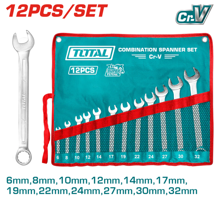 Ensemble Clés Mixtes Total 12 Pièces 6 32 MM Acier Cr V
