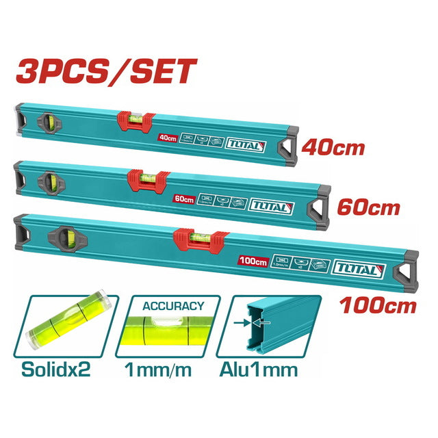 Ensemble de niveaux à bulle TOTAL 3 pièces (THT10403)