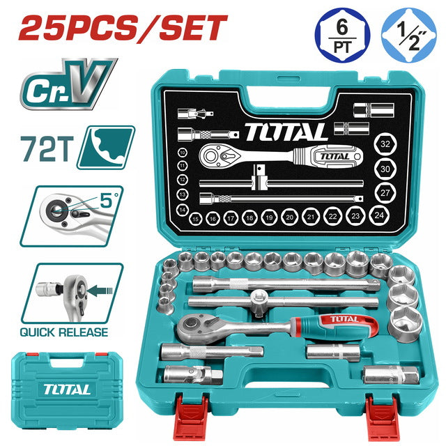 Ensemble De Douilles 1/2" Au Total 25 Pièces THT121251