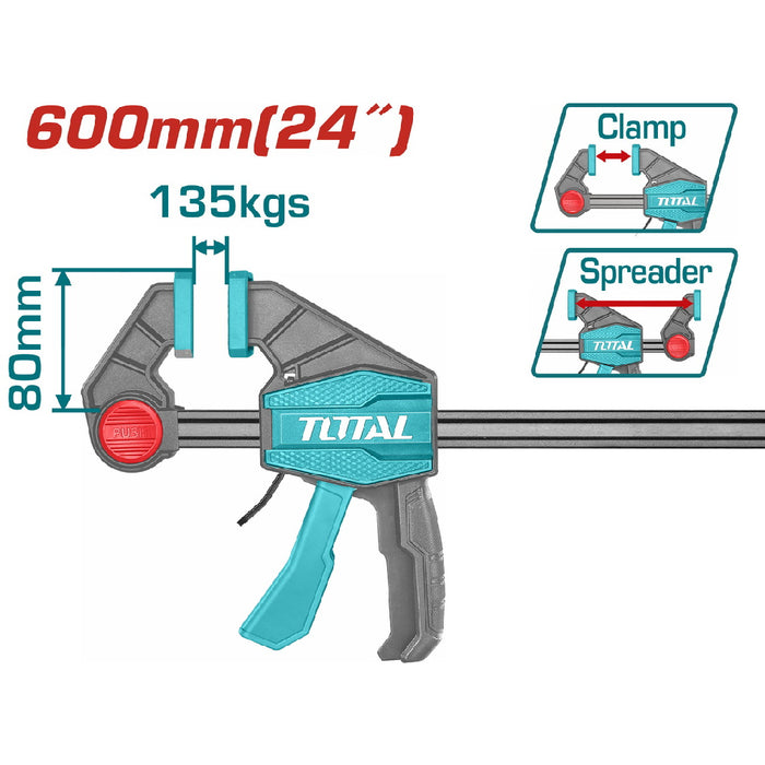 Serre-joint rapide TOTAL THT1346802 – 600 mm / 135 kg