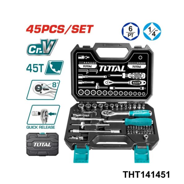 TOTAL jeu clé 45 PCS 1/4 THT141451