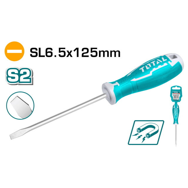 Tournevis Plat Fente Total THT266125 SL6.5 x 125 mm Acier S2 Magnétique Ergonomique
