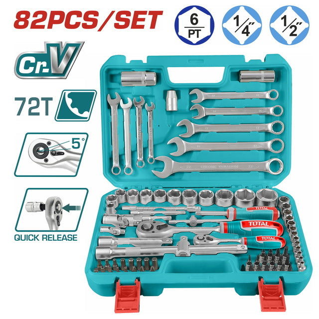 CrV Tool Set 82 Pieces TOTAL TUNISIA Reliable THT421802