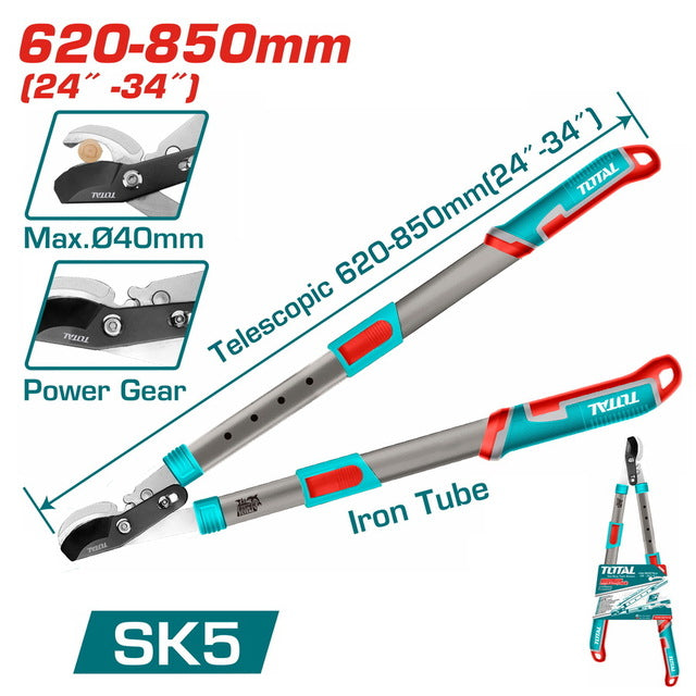 Sécateur Télescopique À Deux Mains 620 À 850 Mm Diamètre 40 Mm SK5 Power Gear
