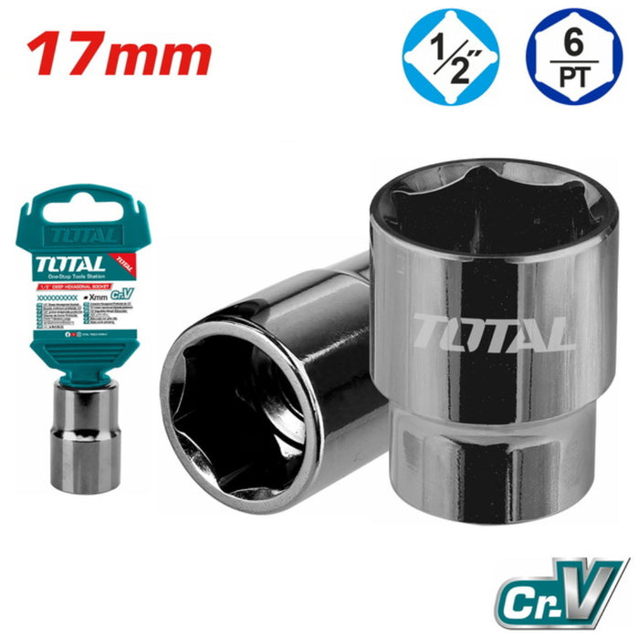 Total Douille Hexagonale 17 Mm CrV Haute Performance Fiabilite THTST12171