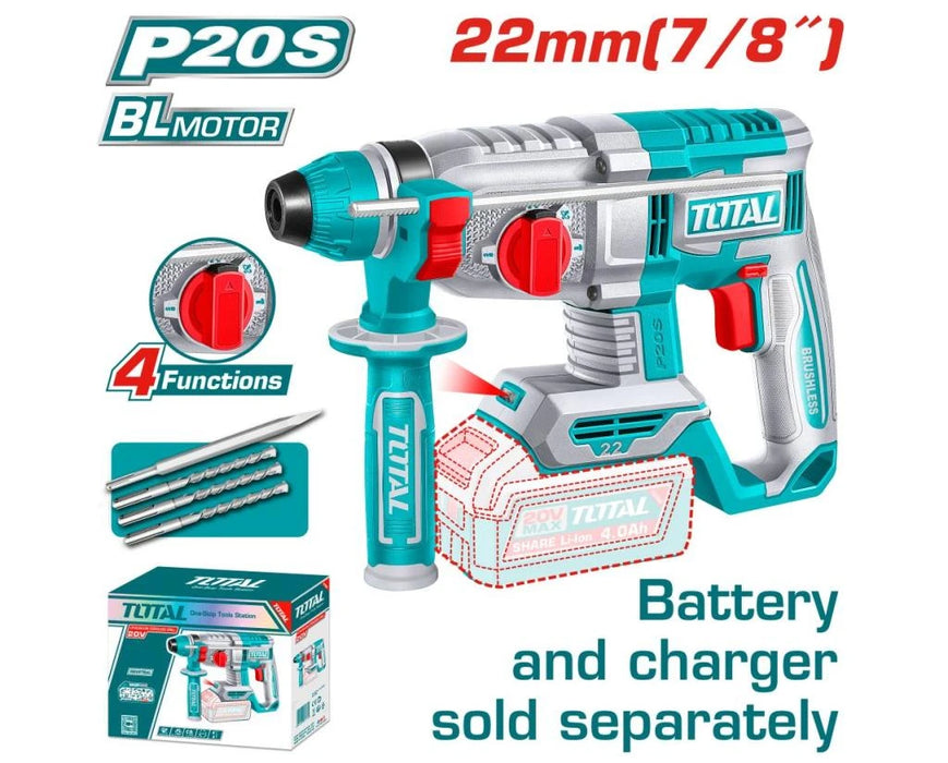 Marteau perforateur sans fil TOTAL TRHLI22208 – 20V Brushless