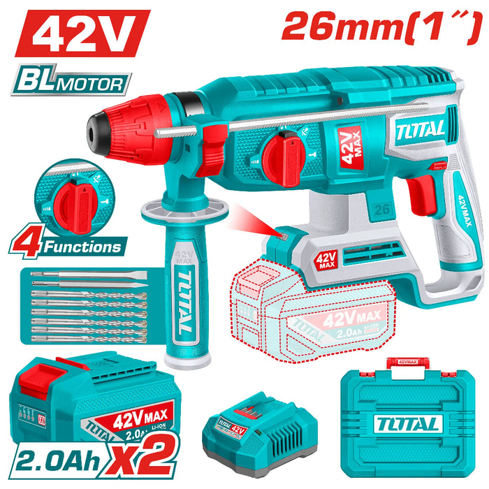 Total Marteau Perforateur Sans Fil 42V Brushless 26mm TRHLI422682