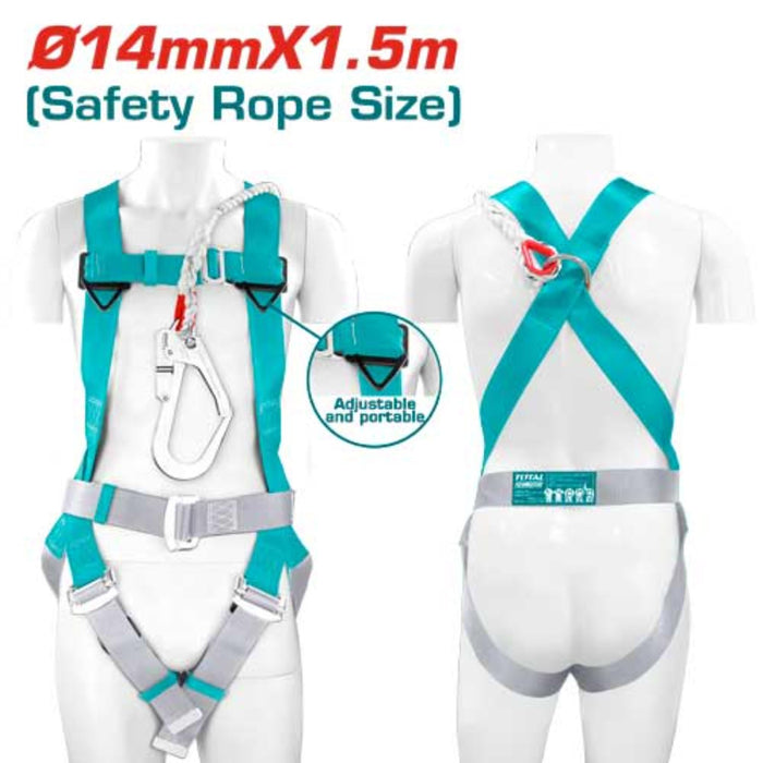 Harnais De Sécurité Avec Longe 14 Mm X 1,5 M Total Pro TSH501415