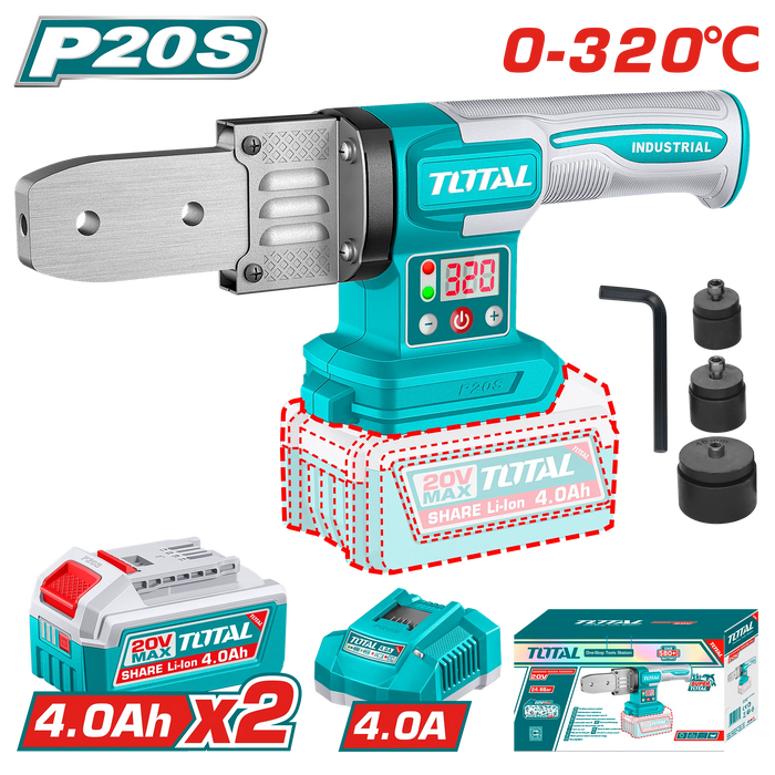 TOTAL Soudeuse de Tubes PPR Sans Fil P20S 20V Haute Performance TWTLI20182