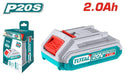 Batterie 20V LiIon 2,0Ah LED Outils TOTAL TUNISIA TFBLI20011 - TOTAL TOOLS TUNISIA Site officiel | Station d'outils