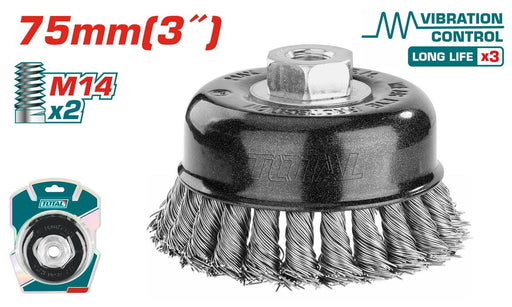 Brosse Torsadée Métallique 75 mm M14 TAC32035 Pour Meuleuse - TOTAL TOOLS TUNISIA Site officiel | Station d'outils