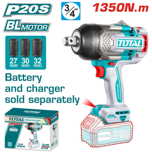 CLE A CHOC 3/4″ 1350NM 20V 5AH S/BAT TIWLI201351 - TOTAL TOOLS TUNISIA Site officiel | Station d'outils