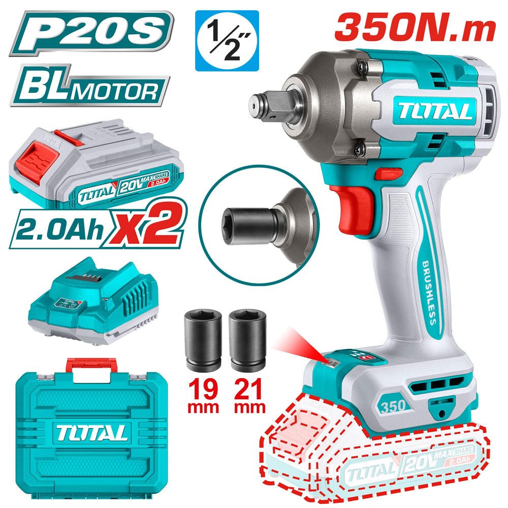 Clé À Choc Brushless 20V 350 Nm 1/2 Pouce TIWLI2035 Total - TOTAL TOOLS