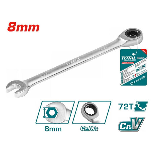 Clé Mixte à Cliquet 8mm TOTAL TUNISIA TCSPAR081 Robuste - TOTAL TOOLS TUNISIA Site officiel | Station d'outils