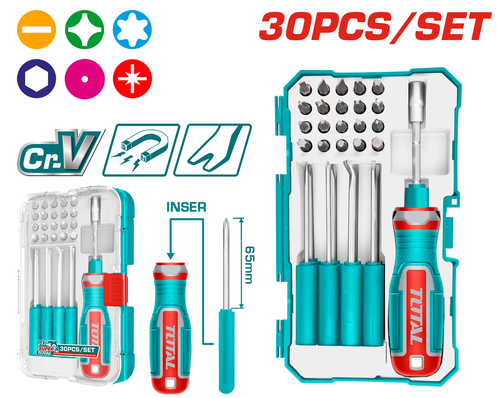 Coffret Tournevis JX30– TOTAL TUNISIA Ergonomie–TACSD30306 - TOTAL