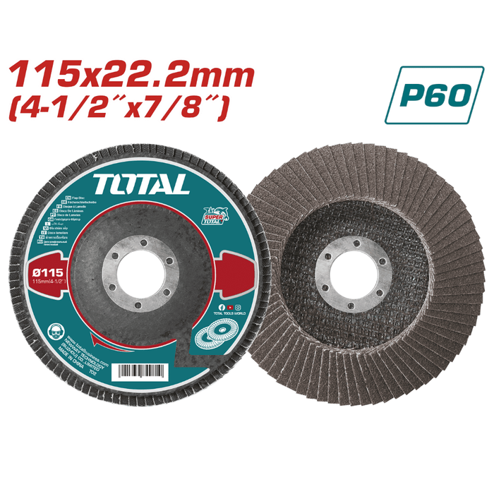 DISQUE A LAMEL 115MM X 22,2MM P60 TAC6311560 - TOTAL TOOLS TUNISIA Site officiel | Station d'outils