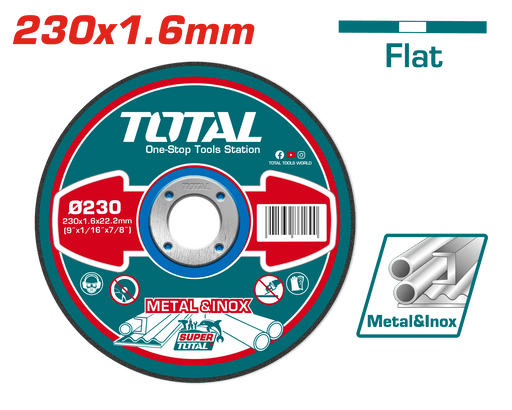 Disque Tronçonner TOTAL Métal et Inox Diametre 230 mm Epaisseur 1,6 mm TAC2162301 - TOTAL TOOLS TUNISIA Site officiel | Station d'outils