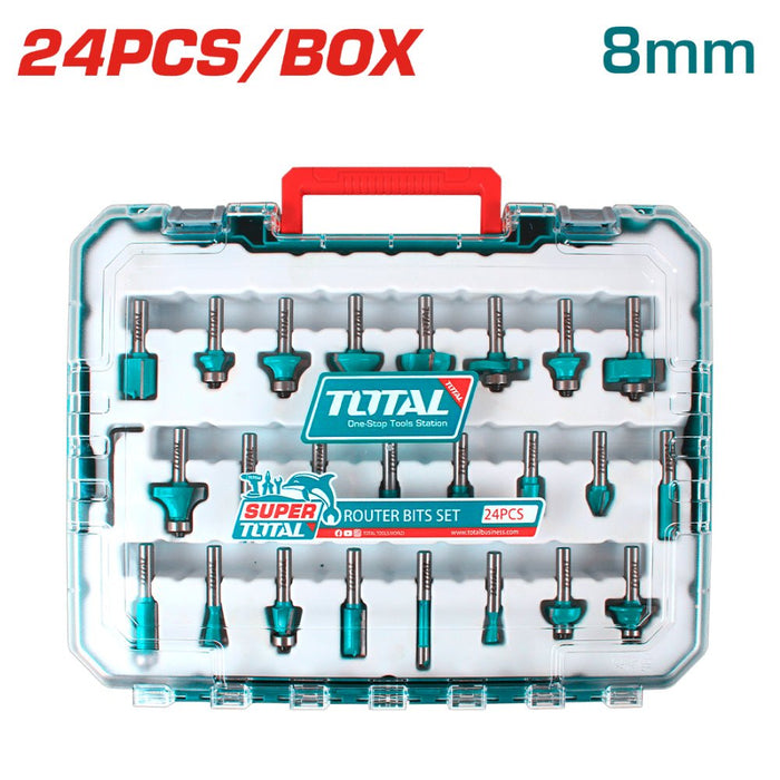 Fraises Défoncer 24 8mm Mallette Kit TOTAL Tacsr12408 - TOTAL TOOLS TUNISIA Site officiel | Station d'outils