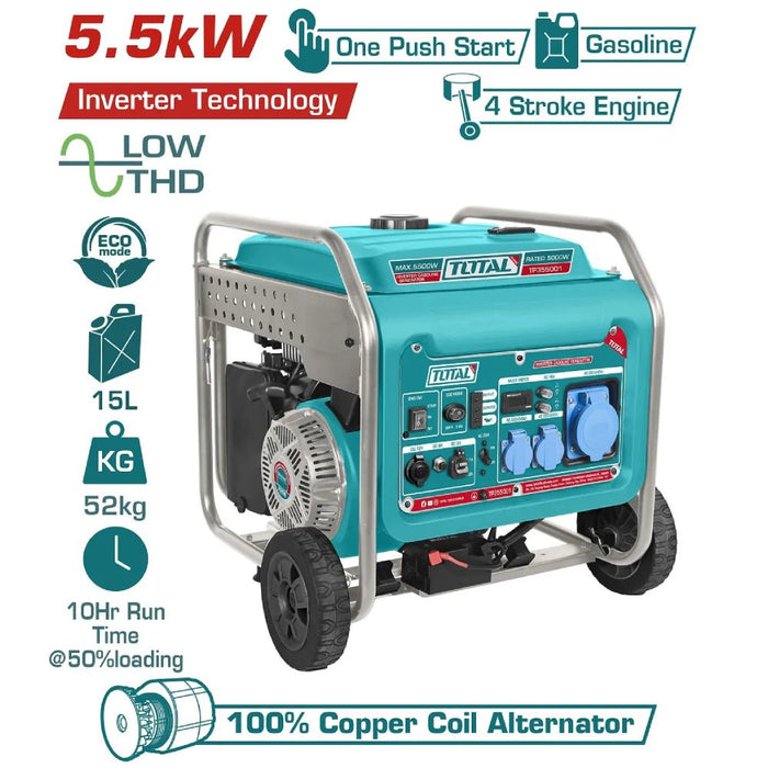 Groupe Électrogène Inverter Total 5,5 kW Essence Portable TP365006 - TOTAL TOOLS TUNISIA Site officiel | Station d'outils