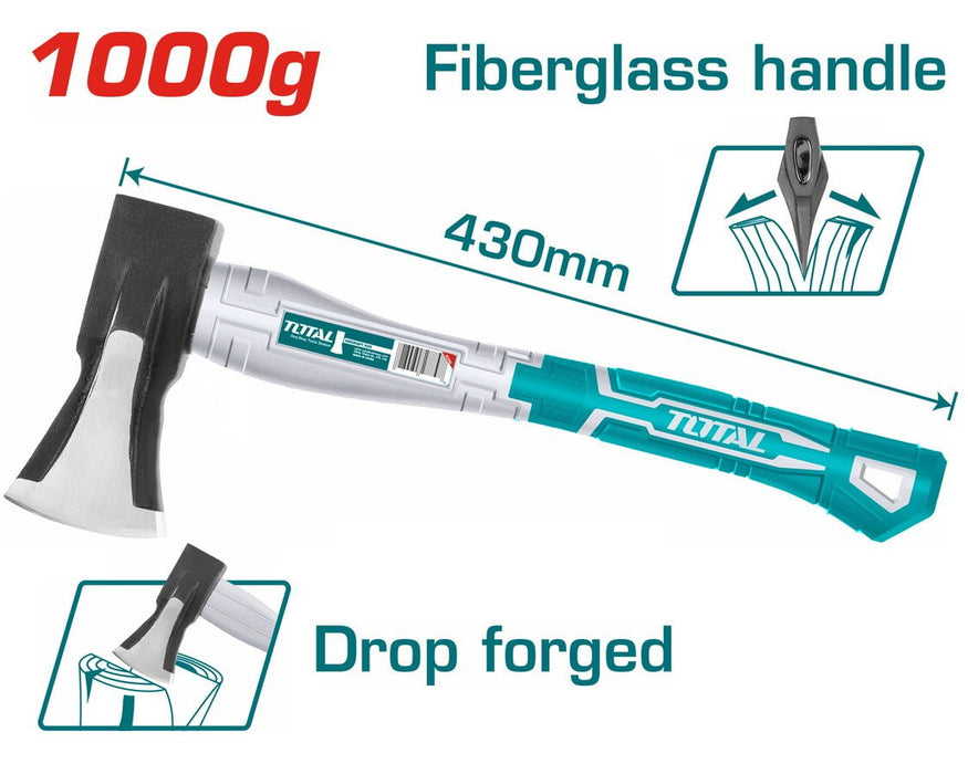Hache Universelle TOTAL Tools 1000 g 430 mm Drop Forged THT798016 - TOTAL TOOLS TUNISIA Site officiel | Station d'outils