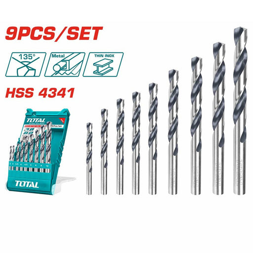 Jeu de 9 Forets HSS 4341 pour Métal et Inox - TOTAL TACSD0095 - TOTAL TOOLS TUNISIA Site officiel | Station d'outils