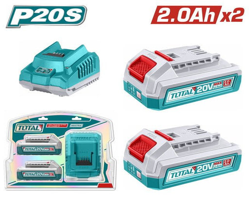 Kit Batterie TOTAL P20S 20V 2,0Ah X2 Avec Chargeur tfbcpk2212 - TOTAL TOOLS TUNISIA Site officiel | Station d'outils