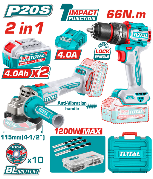 KIT OUTIL 2EN1 MEULE+VISS 20V 2.4AH/CH TCKLI20256 - TOTAL TOOLS TUNISIA Site officiel | Station d'outils