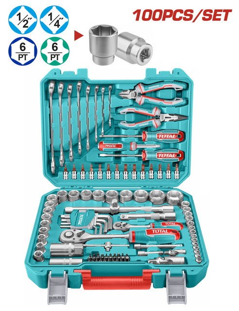 Kit Outils 100 Pièces TOTAL TUNISIA Bricolage THKTHP21006 - TOTAL TOOLS TUNISIA Site officiel | Station d'outils