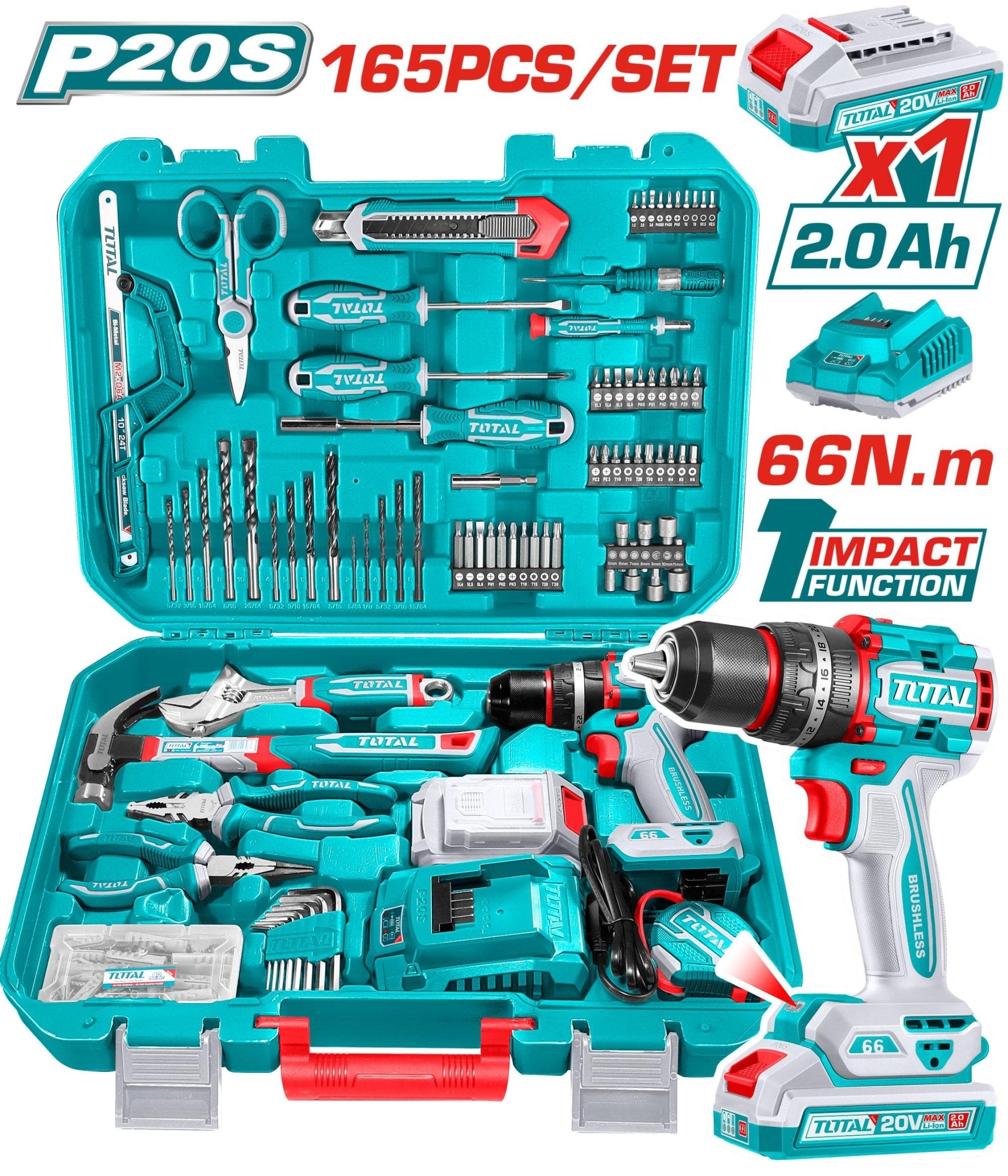 Kit Outils 20V TOTAL TUNISIA Pour Tous Projets THKTHP11652 - TOTAL TOOLS TUNISIA Site officiel | Station d'outils
