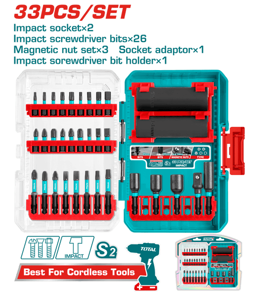 Kit Total 33 Pièces Embouts Douilles À Choc Acier S2 TACSDL63306 - TOTAL TOOLS TUNISIA Site officiel | Station d'outils