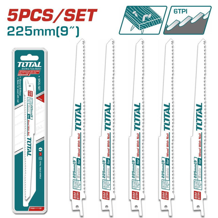 Lames de Scie Alternative BiM TRSB1111DF 225mm 6 TPI Ensemble 5 Pièces - TOTAL TOOLS TUNISIA Site officiel | Station d'outils