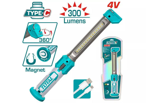 Lampe Travail LED Total USB Type C 300 Lumens 360 Degres Magnétique - TOTAL TOOLS TUNISIA Site officiel | Station d'outils