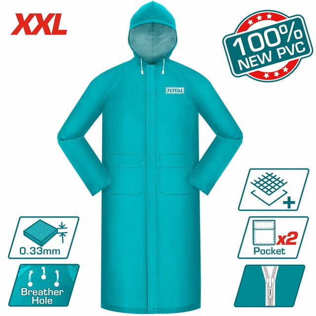 Manteau Imperméable Professionnel Capuche Turquoise XXL — TOTAL