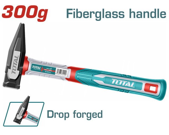 Marteau à Bille TOTAL 450g – Tête Acier Forgé, Manche Fibre Bi-Matière, Outil Pro Charpentier Menuisier