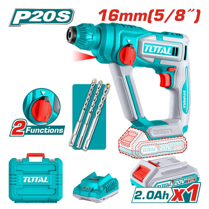 Marteau Perforateur 20V SDS Plus 16 mm LED 2 Fonctions Total P20S - TOTAL TOOLS TUNISIA Site officiel | Station d'outils