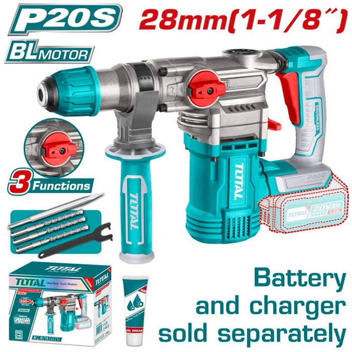 Marteau Perforateur Sans Fil 20V P20S Moteur Brushless SDS Plus 3 En 1 - TOTAL TOOLS TUNISIA Site officiel | Station d'outils