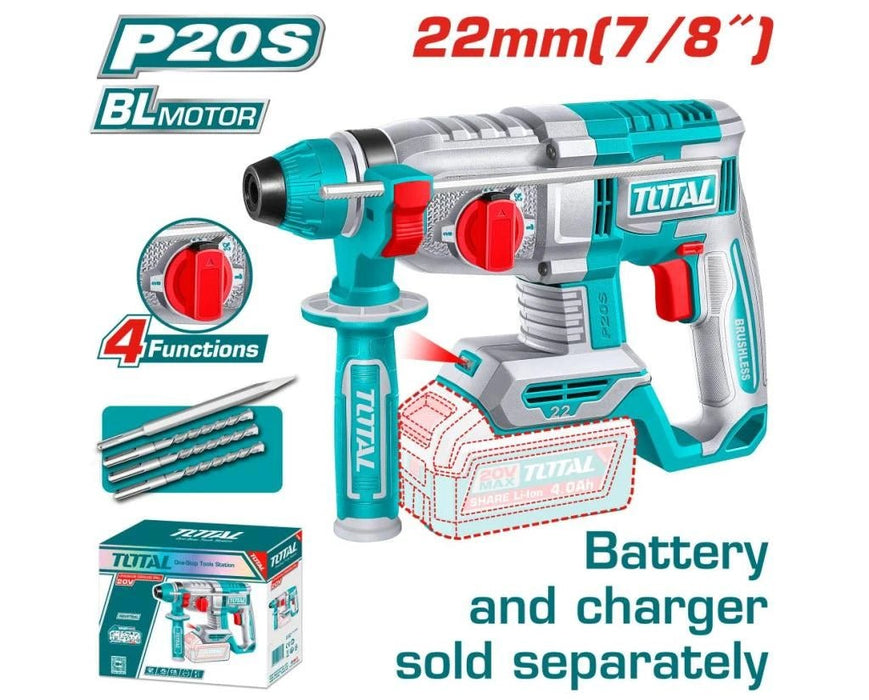 Marteau perforateur sans fil TOTAL TRHLI22208 – 20V Brushless - TOTAL TOOLS TUNISIA Site officiel | Station d'outils