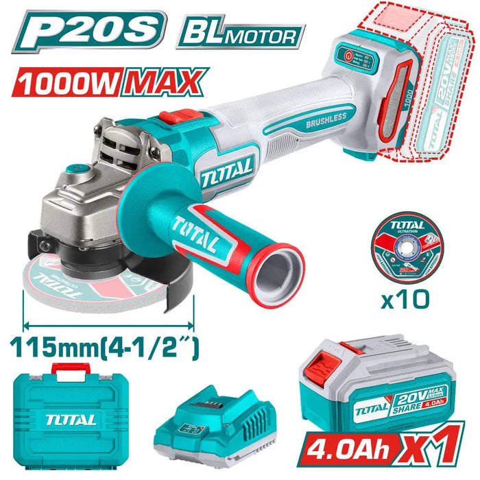 Meuleuse Angle Sans Fil 20 V Brushless 1000 W TAGLI271531 - TOTAL TOOLS TUNISIA Site officiel | Station d'outils